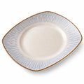 Assiette creuse ovale 28 x 22 cm en céramique blanc bleu pour service de table rayé