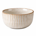 Bol 20 cm en céramique beige côtelée pour service de table