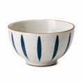 Bol 18 cm en céramique blanc et bleu à motif rayé pour repas quotidien