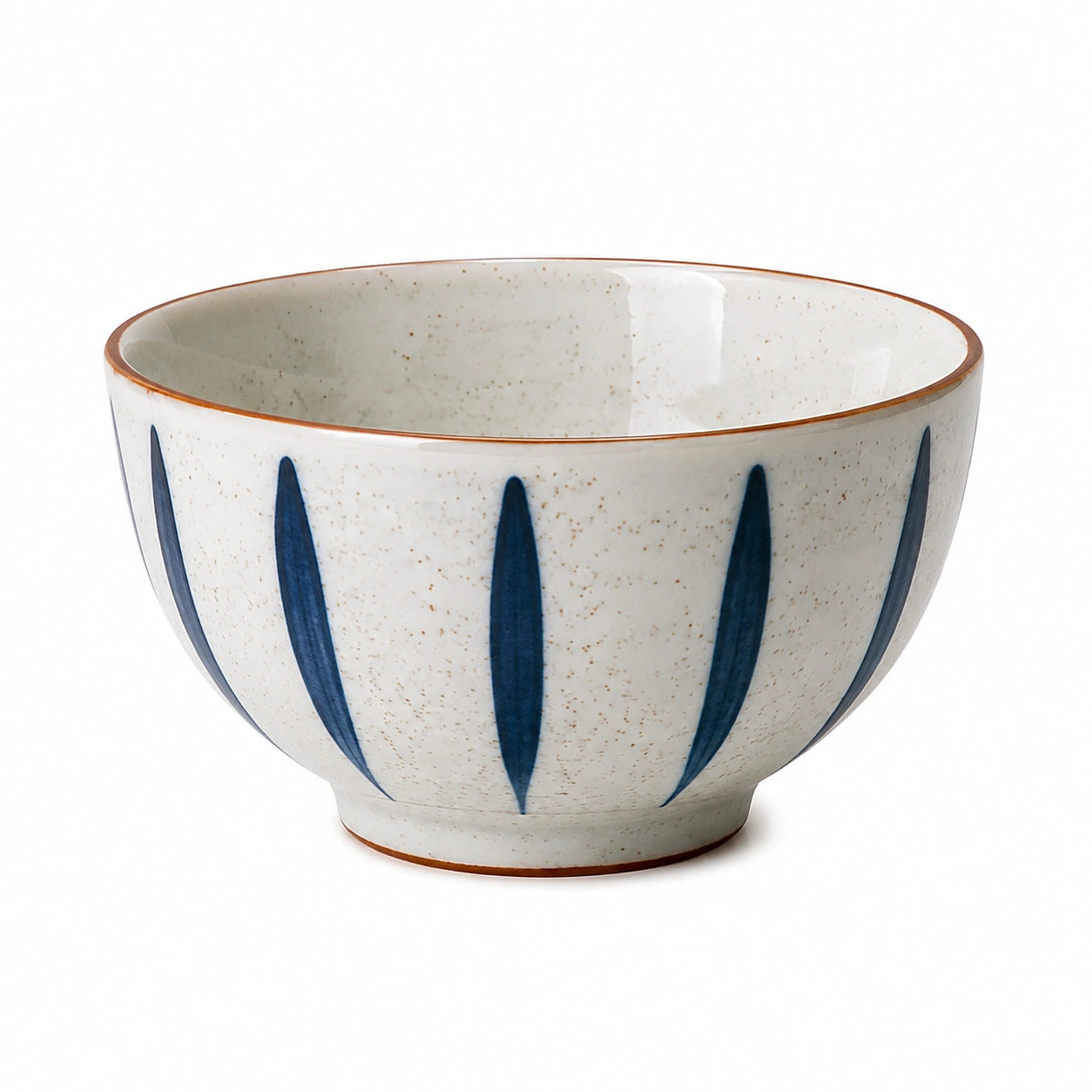 Bol 18 cm en céramique blanc et bleu à motif rayé pour repas quotidien