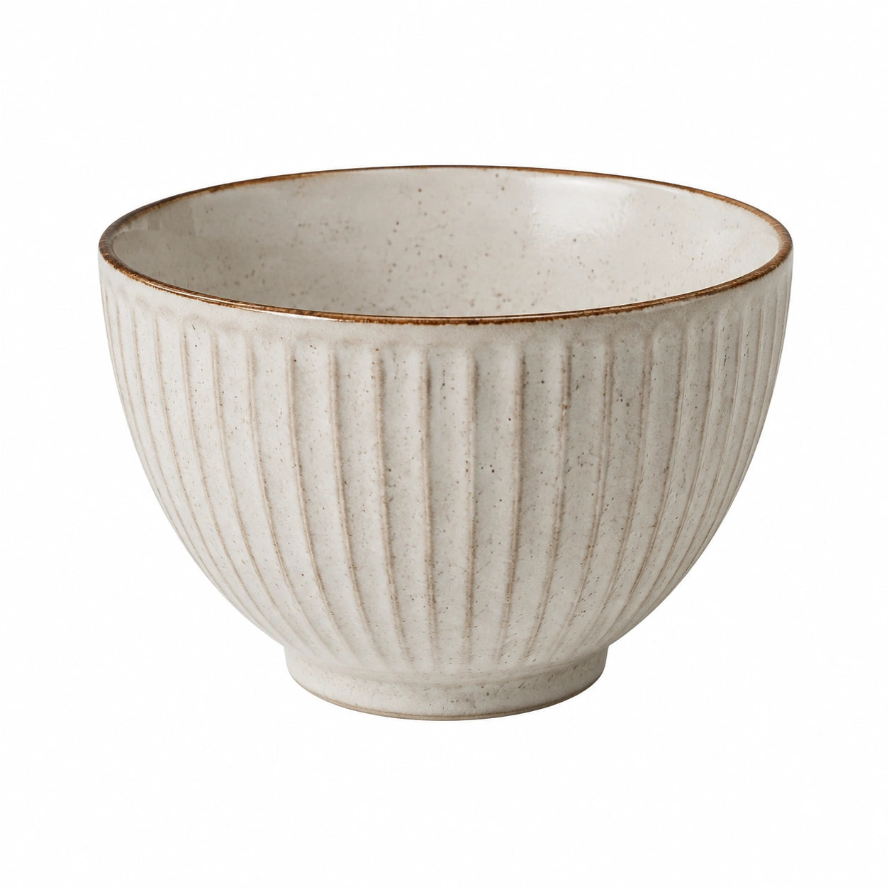 Bol 0.80 L en céramique beige 15 cm à relief vertical pour repas et service