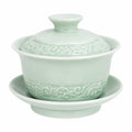 Gaiwan en porcelaine céladon 120 ml avec couvercle et soucoupe décorée