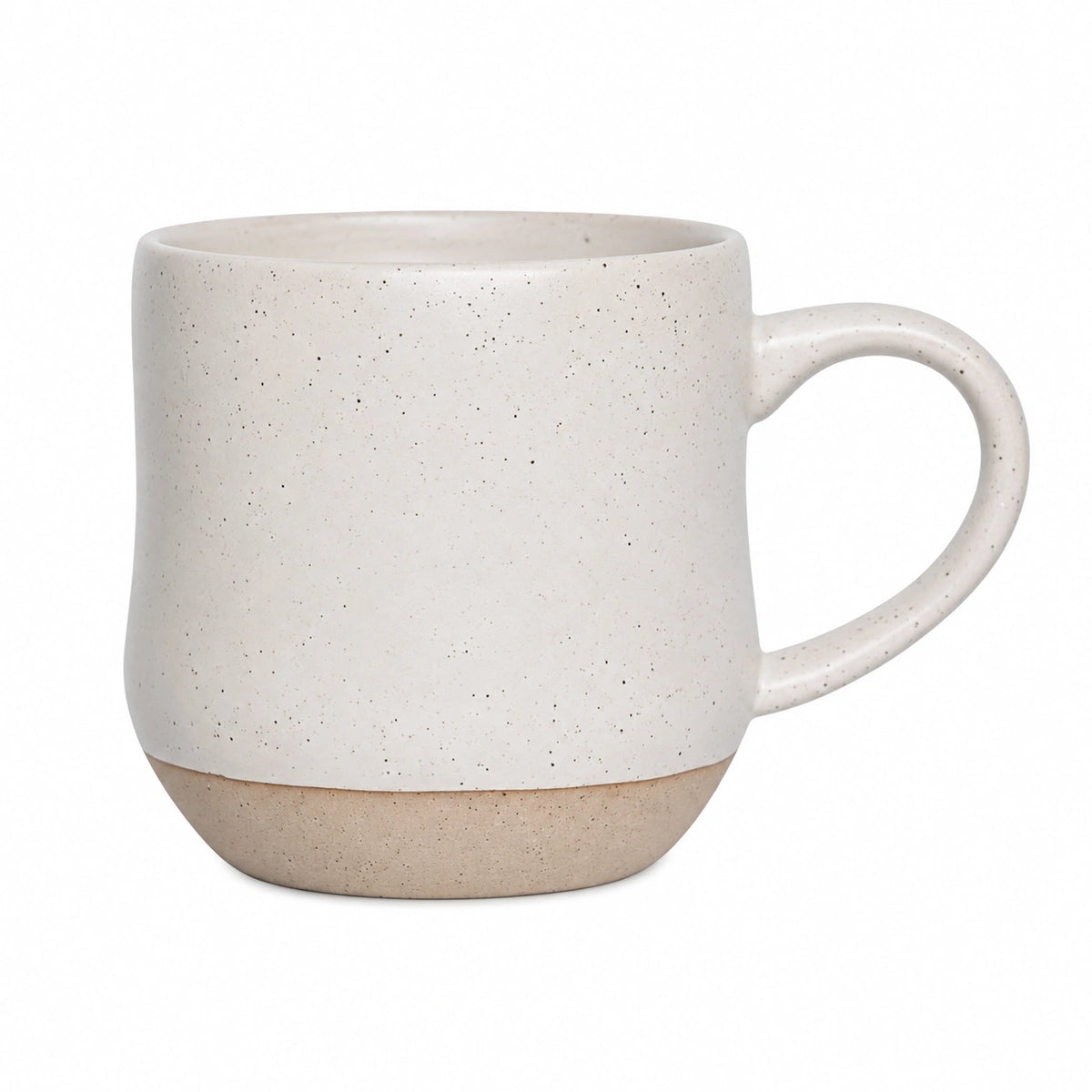 Mug 350 ml en céramique ivoire mouchetée avec anse - style rustique