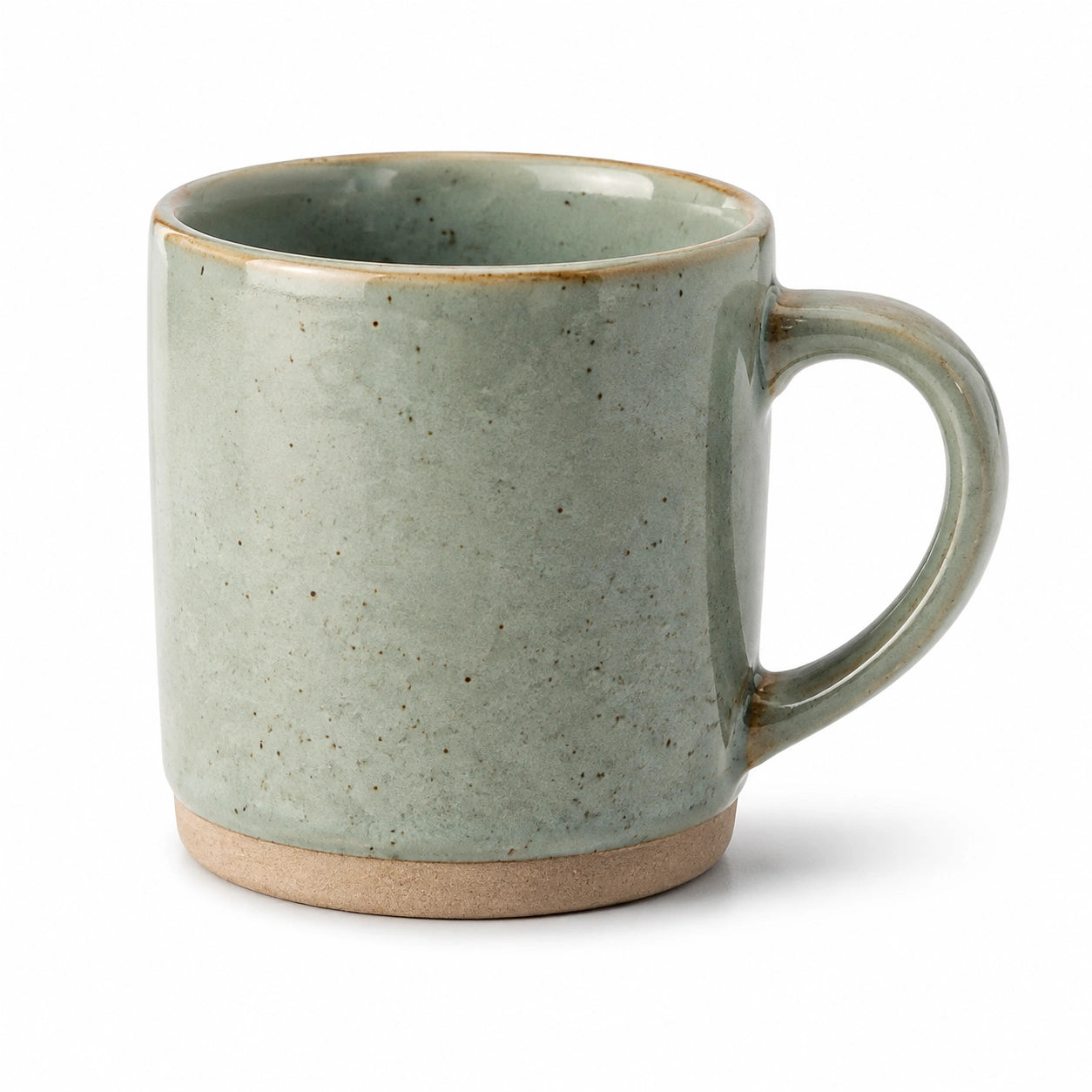 Mug en céramique 350 ml vert sauge moucheté avec anse