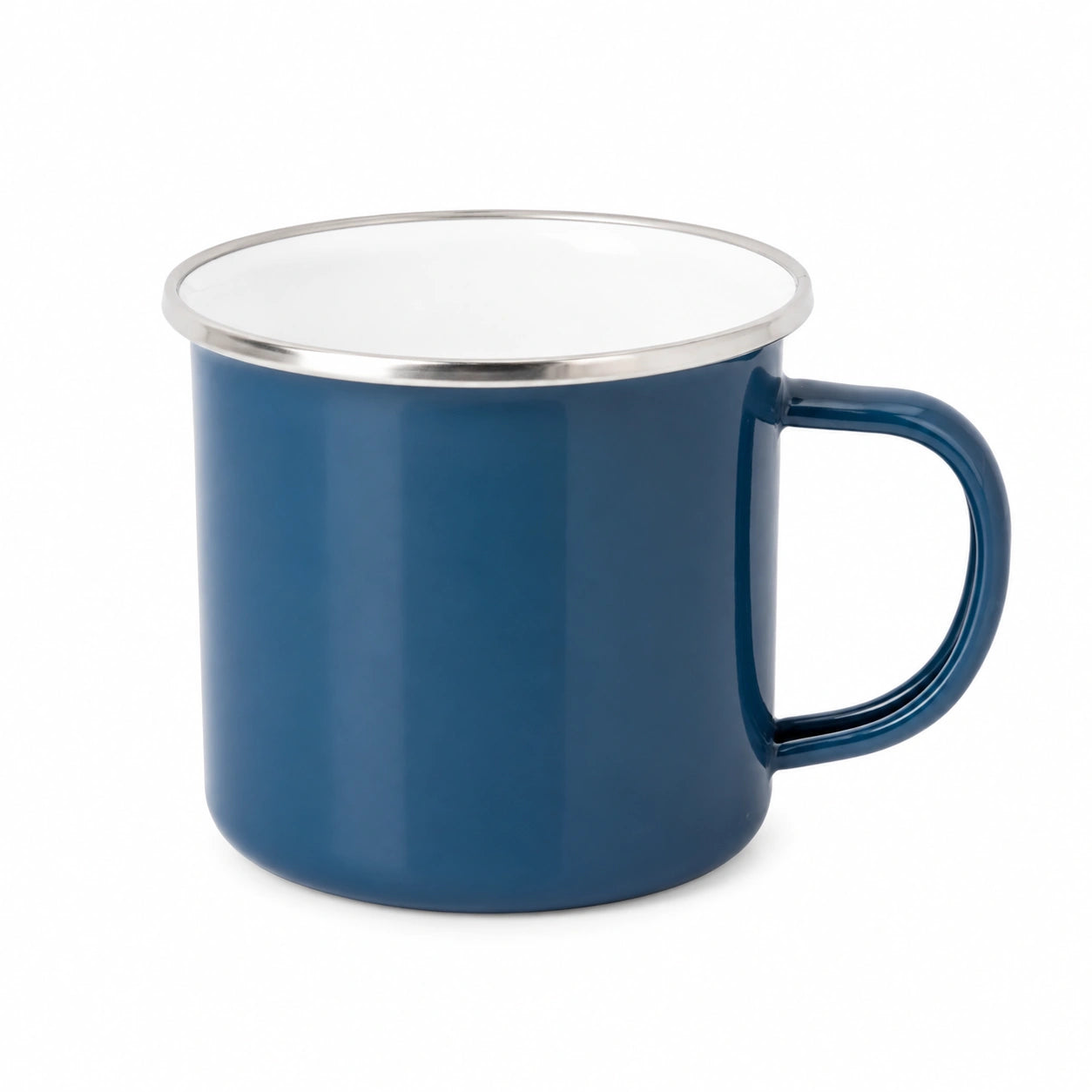 Mug 350 ml en acier émaillé bleu - style vintage avec anse