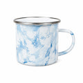 Mug émaillé 350 ml diamètre 8.5 cm bleu et blanc effet marbré avec anse