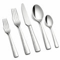 Ménagère 5 pièces 14 à 23 cm en acier inoxydable argentée à manches martelés pour table