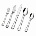 Ménagère 5 pièces 23 cm en acier inoxydable argenté finition brillante pour table