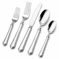 Ménagère 5 pièces en acier inoxydable argenté style martelé