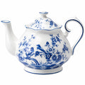 Théière 1.20 L en porcelaine blanche et bleue à décor floral avec couvercle