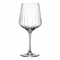 Verre à vin 500 ml en verre transparent côtelé à pied élégant