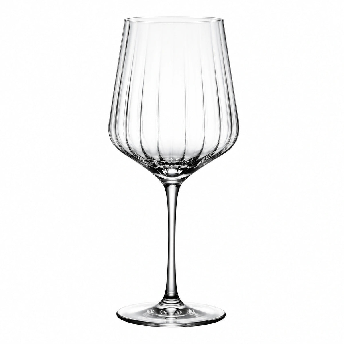 Verre à vin 500 ml en verre transparent côtelé à pied élégant