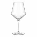 Verre à vin 500 ml en verre transparent à pied décor strié
