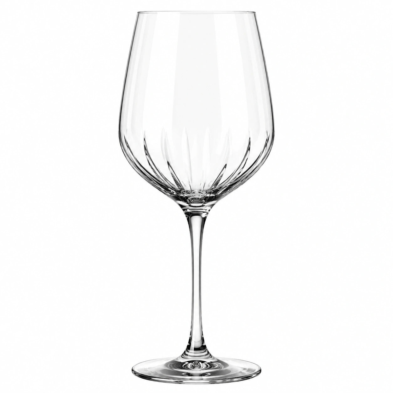 Verre à vin sur pied 450 ml en verre transparent à relief décoratif